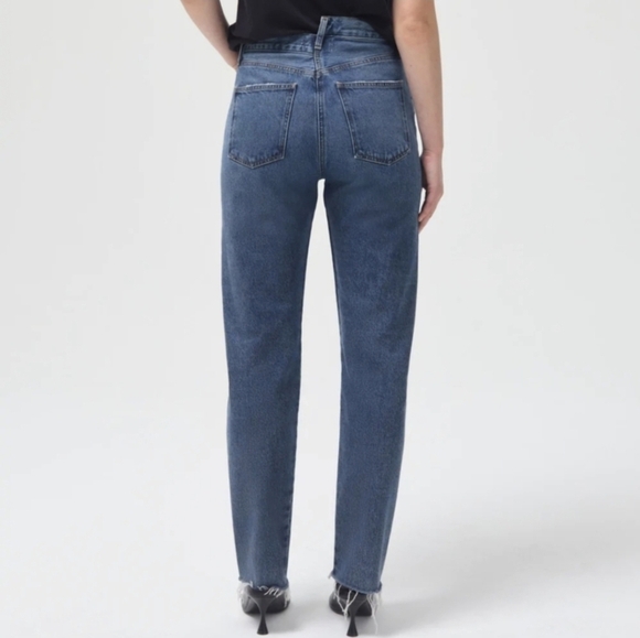 Agolde Blue Criss Cross Straight Leg Jeans Size 26 - Picture 4 of 11